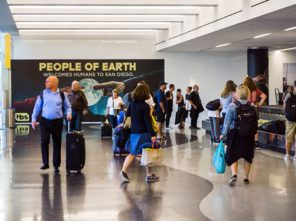 McCain Walls Temporary Partitions with Comic Con Graphics at San Diego International Airport (SAN).
